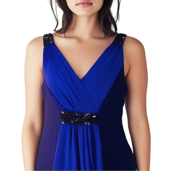 Boden‎ | 100% Silk Dress Blue & Navy Sequin Embelishments Size 4 Y2K 90s Dance - Picture 2 of 11